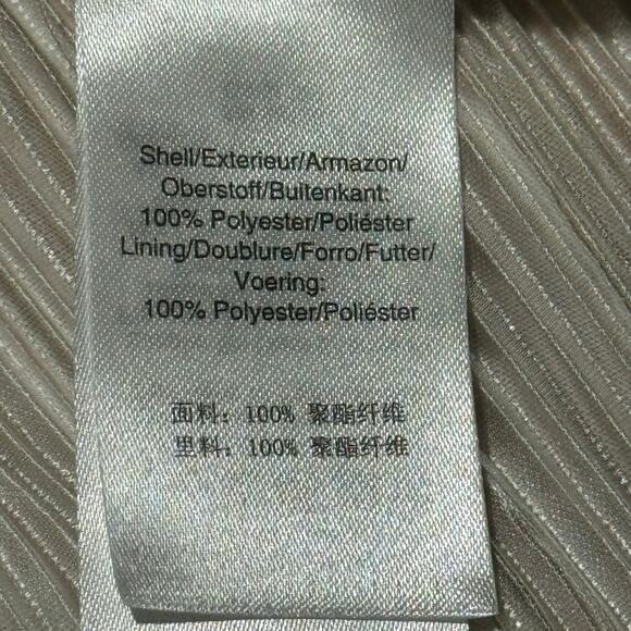 DKNY Size 6 Cream & Gold Pleated Belted Shimmer Fit and Flare Dress - Picture 9 of 9